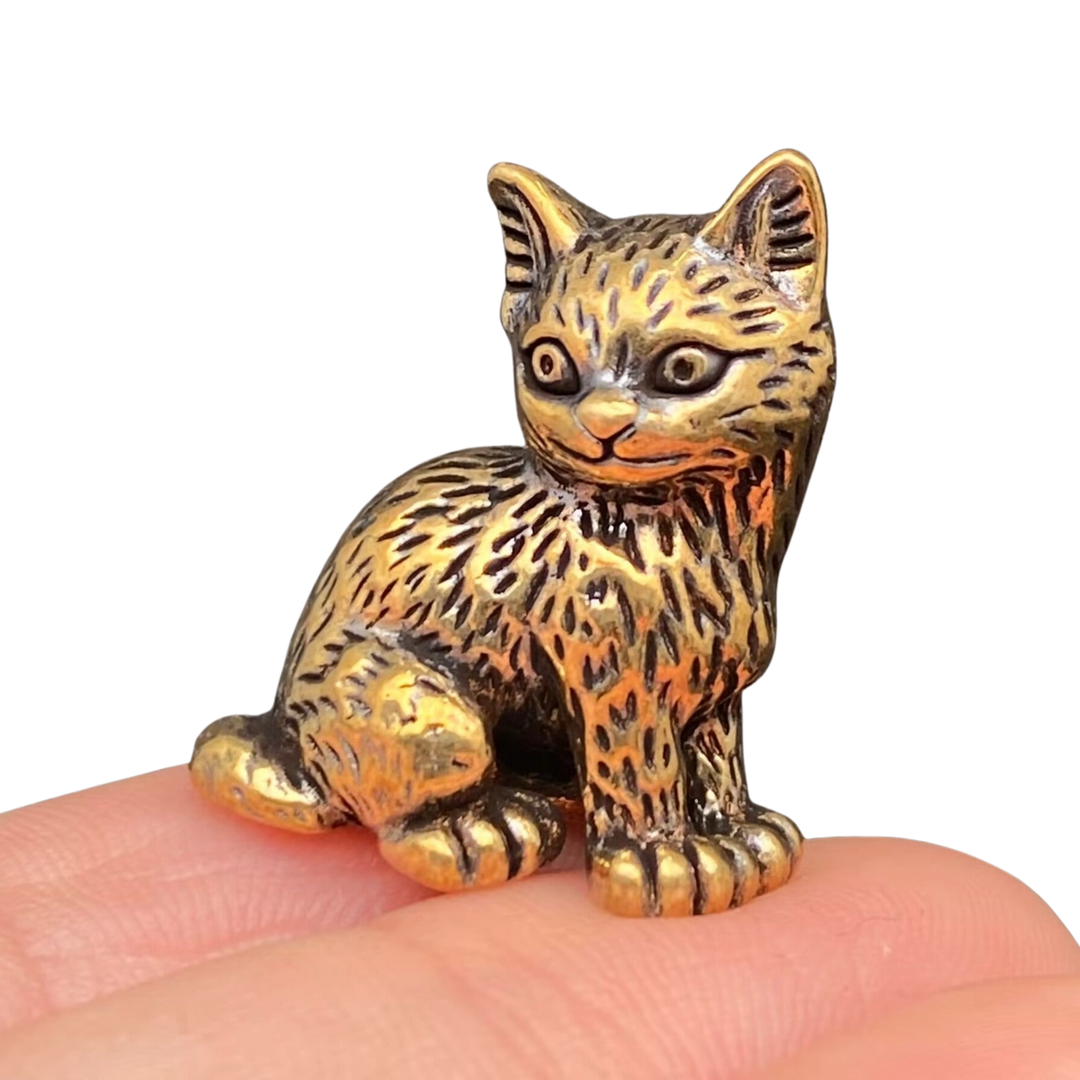 Brass Standing Kitten Desktop Ornament