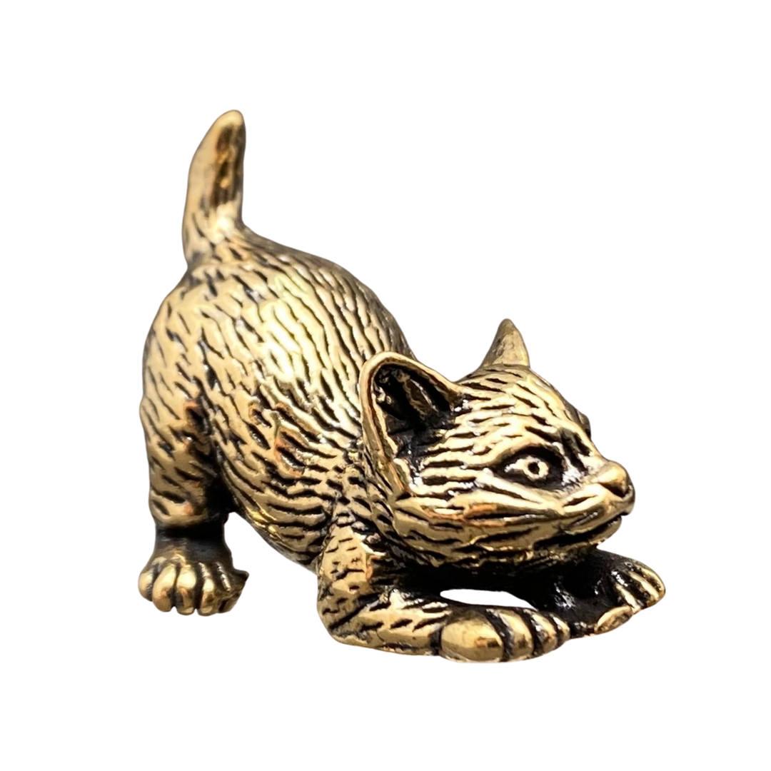 Brass Lying Kitten Desktop Ornament