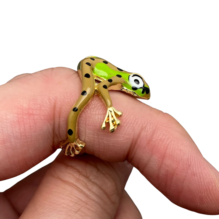 Funny Enamel Tree Frog Ring