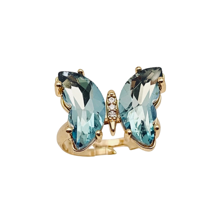 Gradient Glass Butterfly Ring