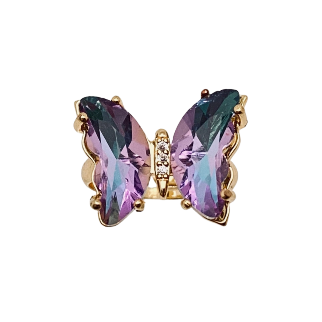 Gradient Glass Butterfly Ring