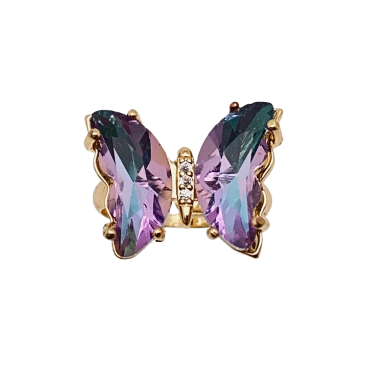 Gradient Glass Butterfly Ring