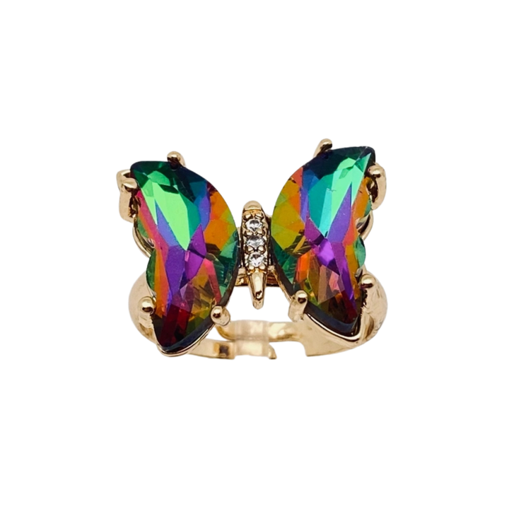 Gradient Glass Butterfly Ring
