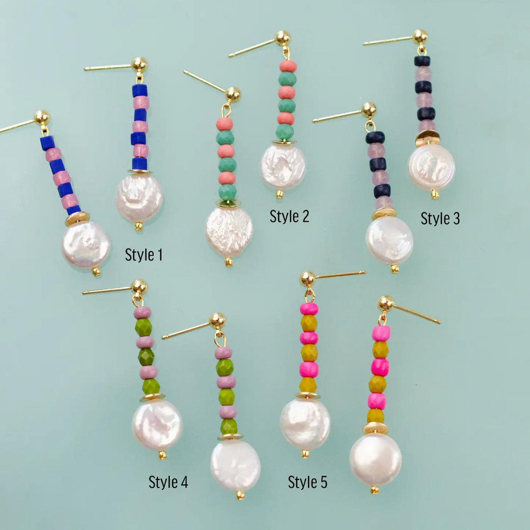 Juno Seedbead and Pearl Earrings