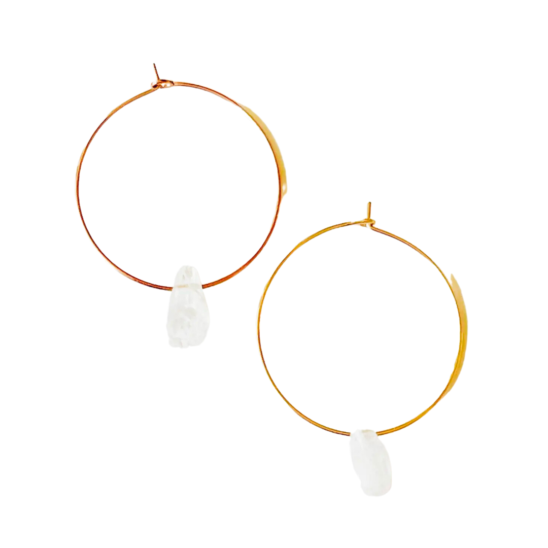 Gold-Filled Hoops with Moonstones