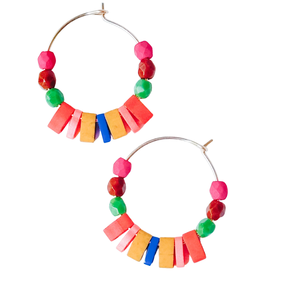 Small Boho Gold Filled Hoops with Miyuki Tila Beads