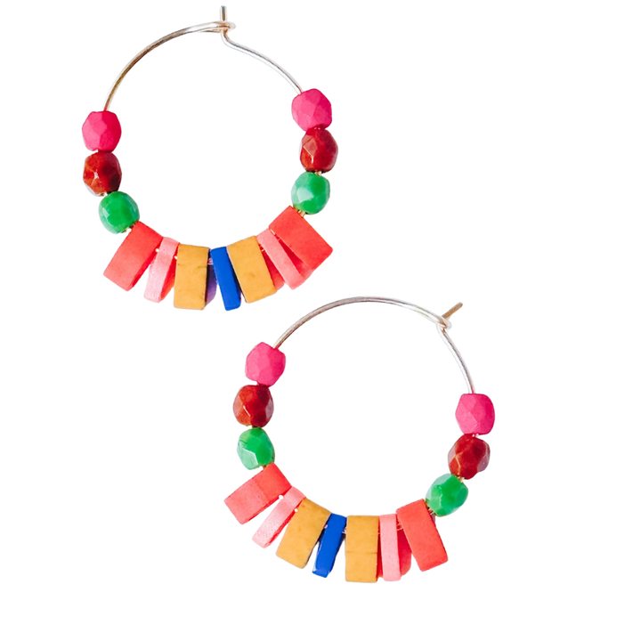 Small Boho Gold Filled Hoops with Miyuki Tila Beads