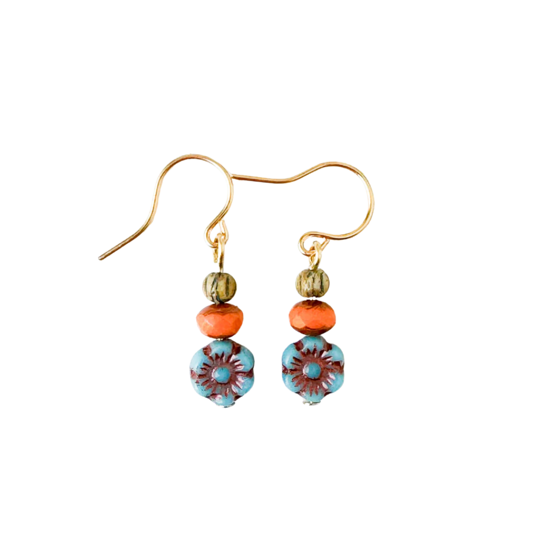 Charming Small Flower Earrings with Vibrant Winter Colors