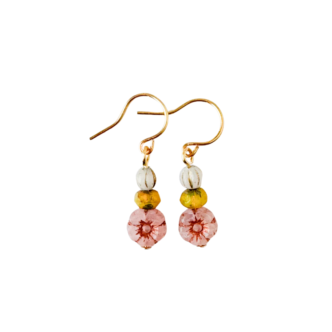 Charming Small Flower Earrings with Vibrant Winter Colors