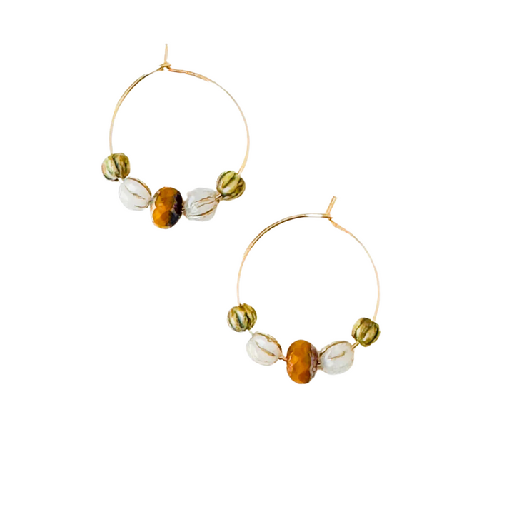 Small Gold-Filled Hoop Earrings with Vibrant Beads