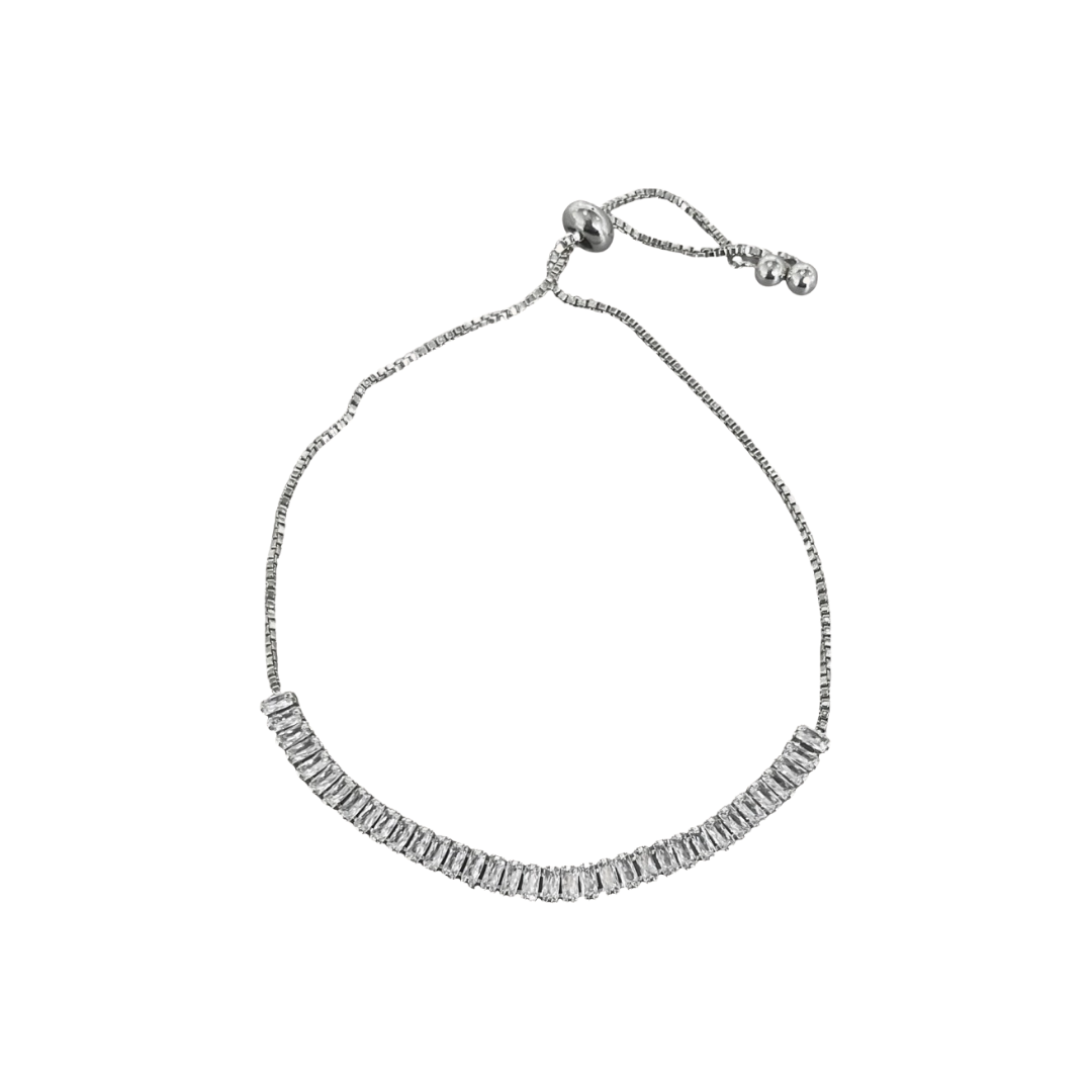 Silver Baguette Crystal Slider Bracelet