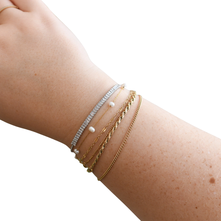 Silver Baguette Crystal Slider Bracelet