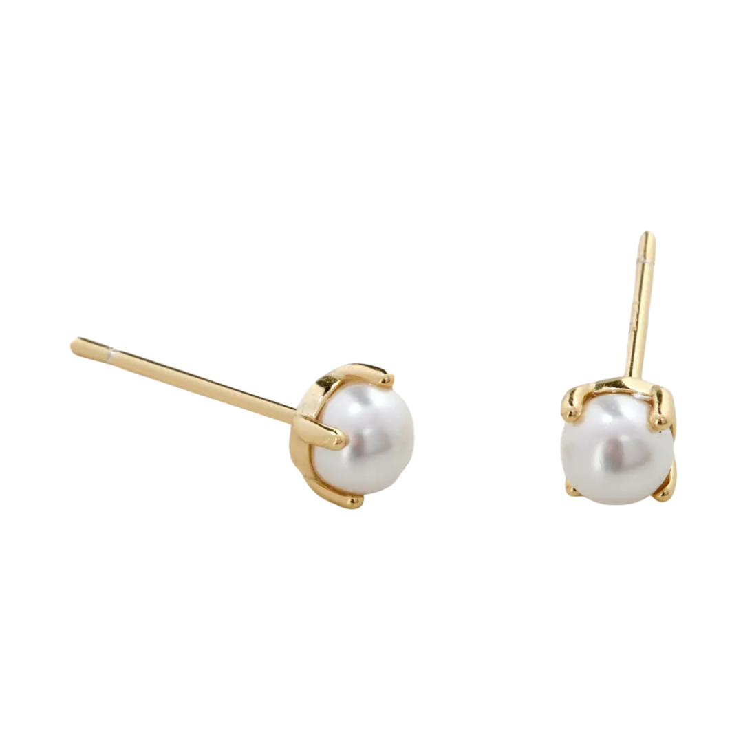 Golden Pearl Stud Earrings