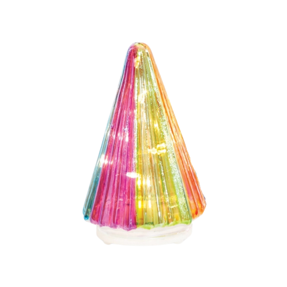 Lit Rainbow Glitter Glass Christmas Tree (Assorted)