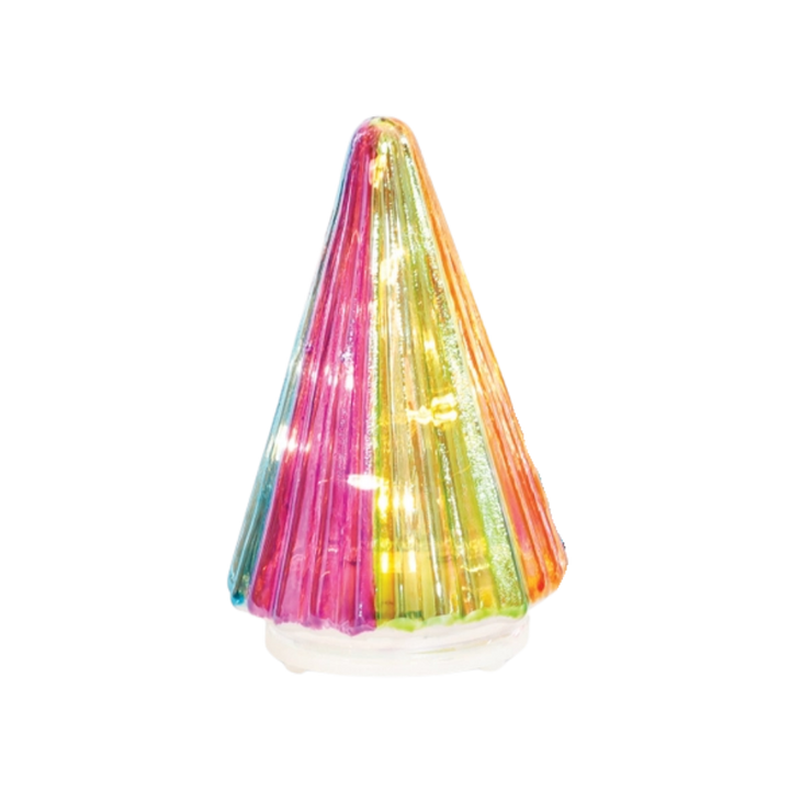 Lit Rainbow Glitter Glass Christmas Tree (Assorted)