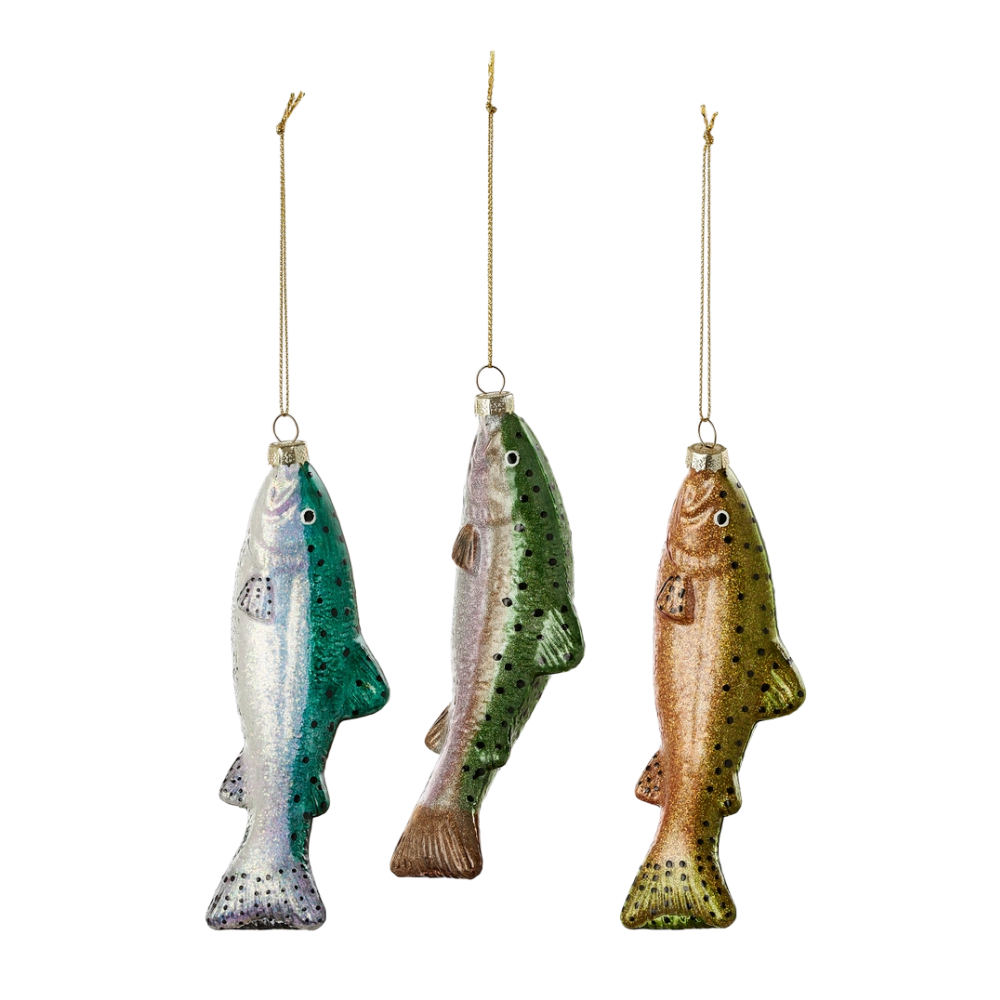 Trout Glass Christmas Ornament
