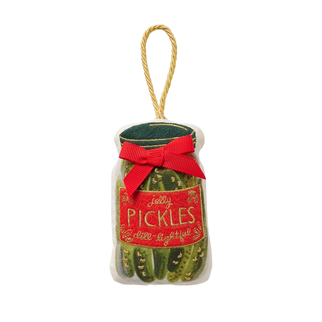 Pickle Jar Embroidered Ornament