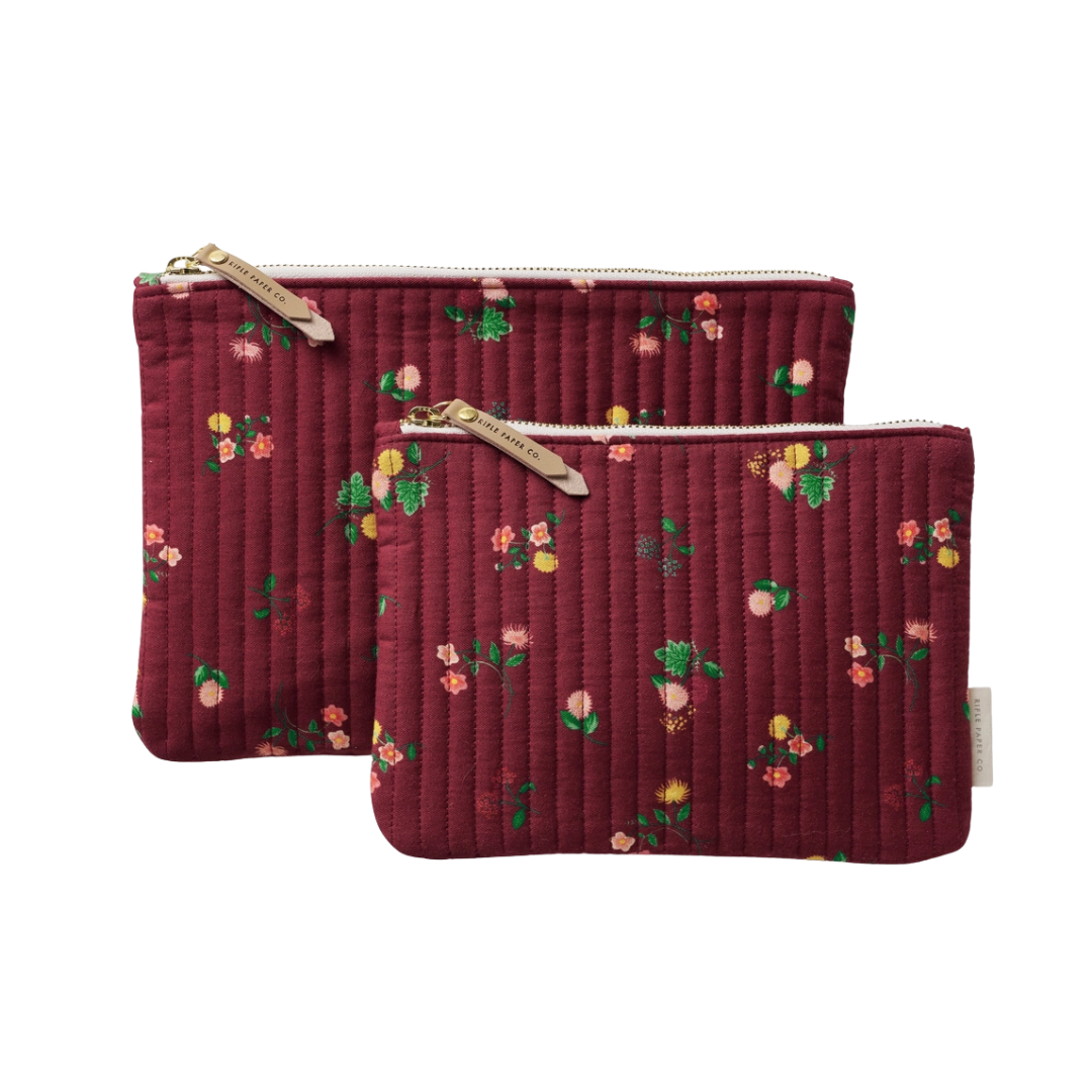 Ditsy Dahlia Quilted Pouch Set