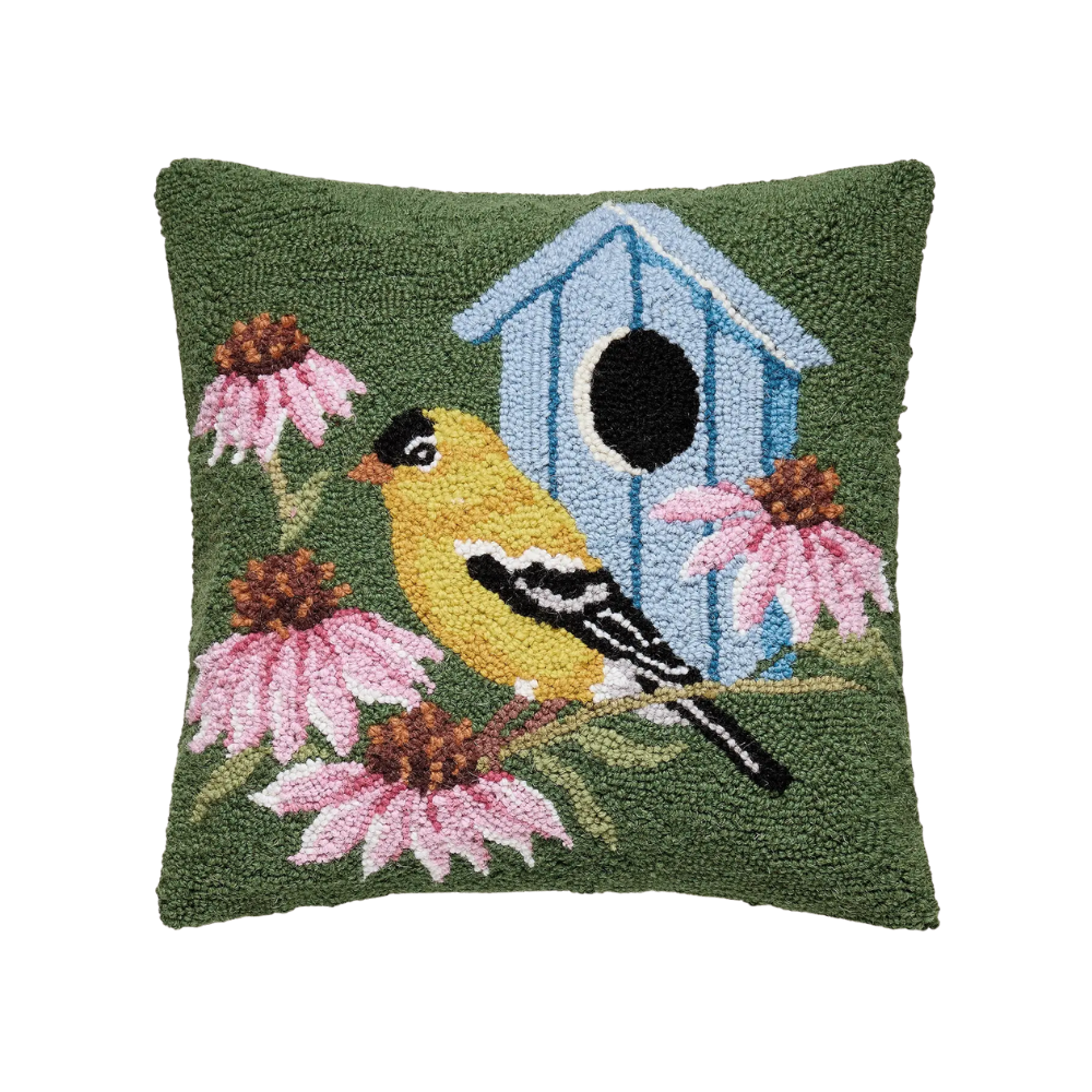 Goldfinch Birdhouse Hook Pillow