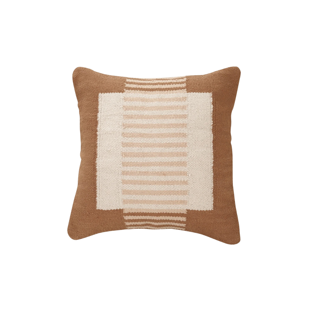 Rust Handcrafted Earth Stripe Accent Pillow - 18x18 inch