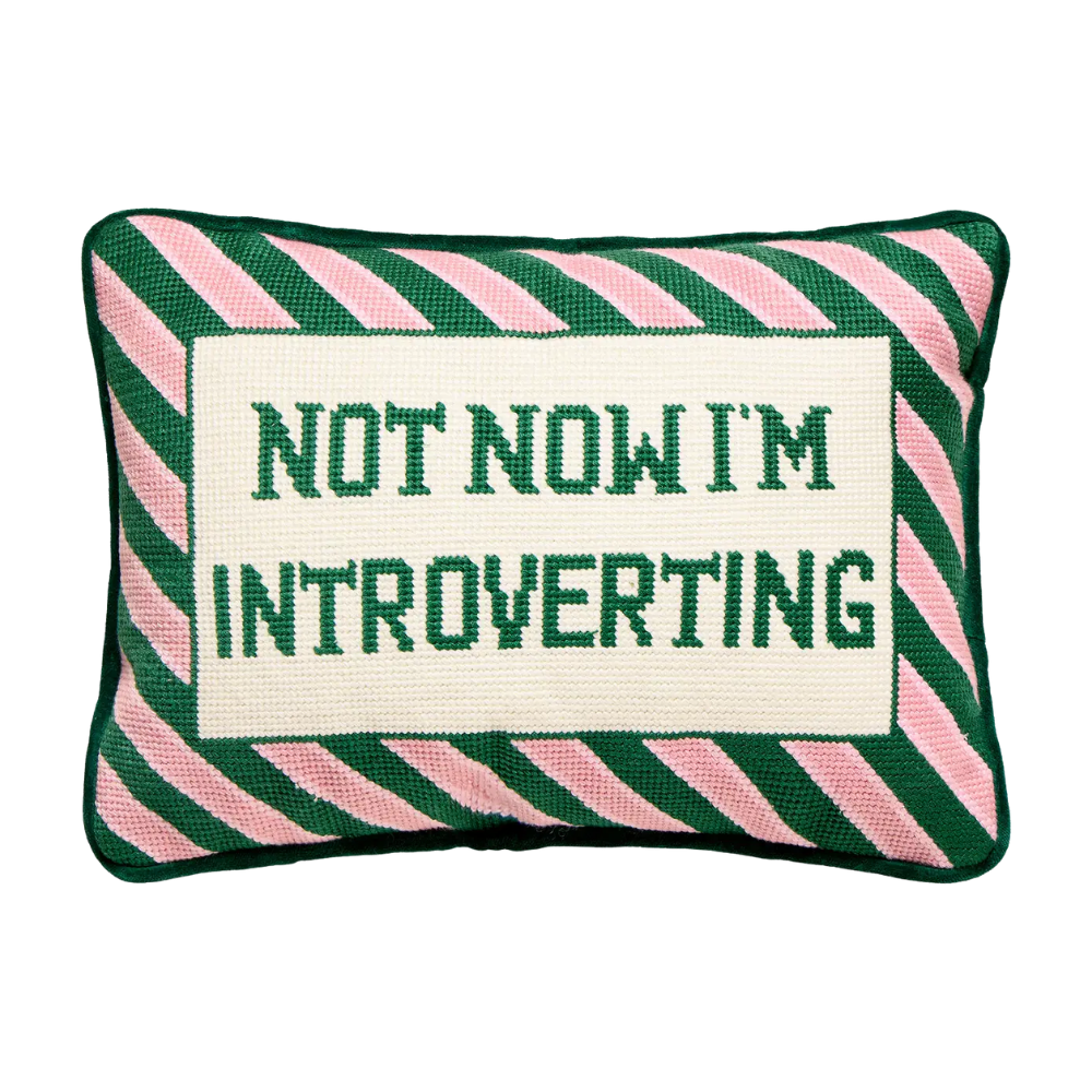 Not Now I'm Introverting Embroidered Pillow