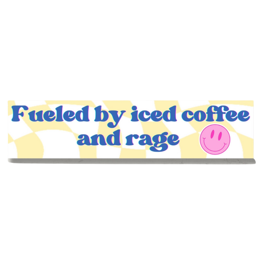 Fueled By Iced Coffee and Rage Vinyl Decal Bumper Sticker