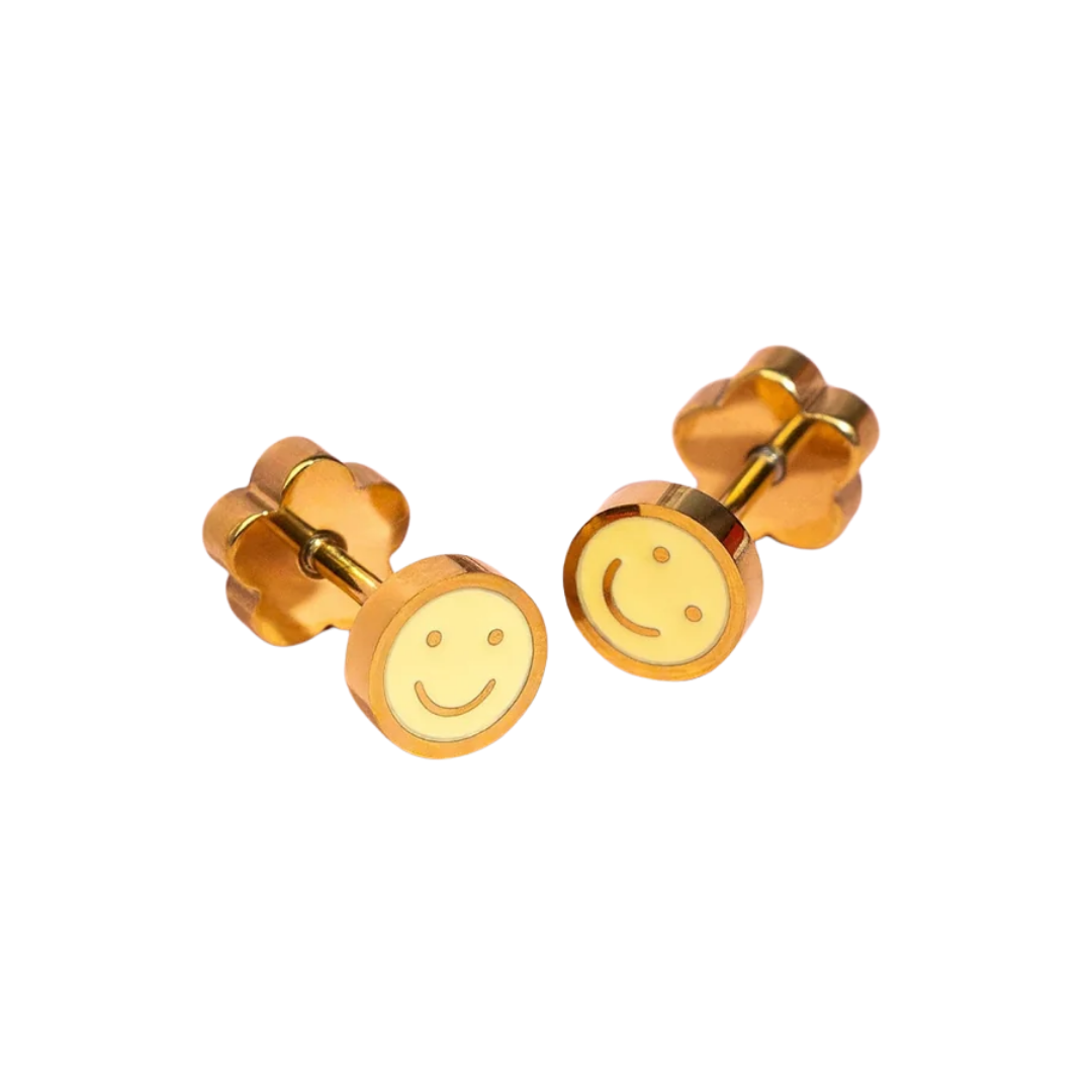 Tiny Yellow Smiley Earrings