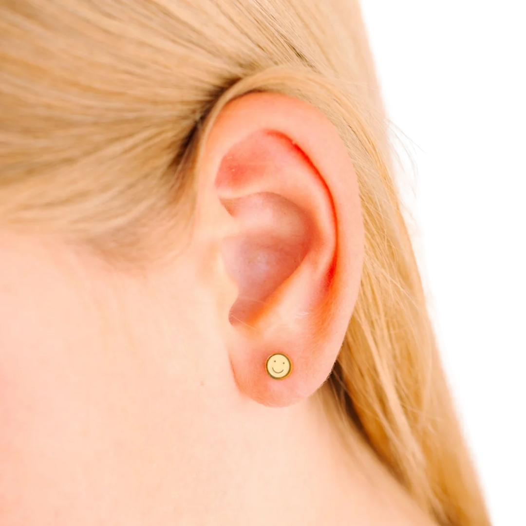 Tiny Yellow Smiley Earrings