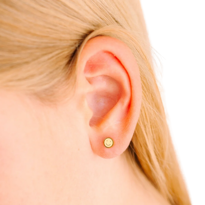 Tiny Yellow Smiley Earrings