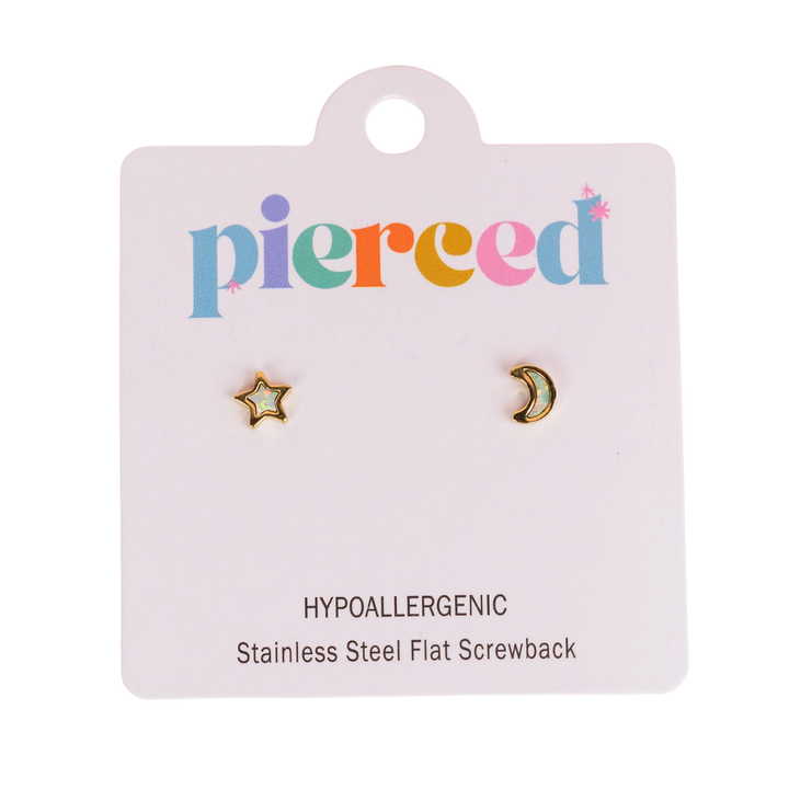 Moon and Star Opal Earrings