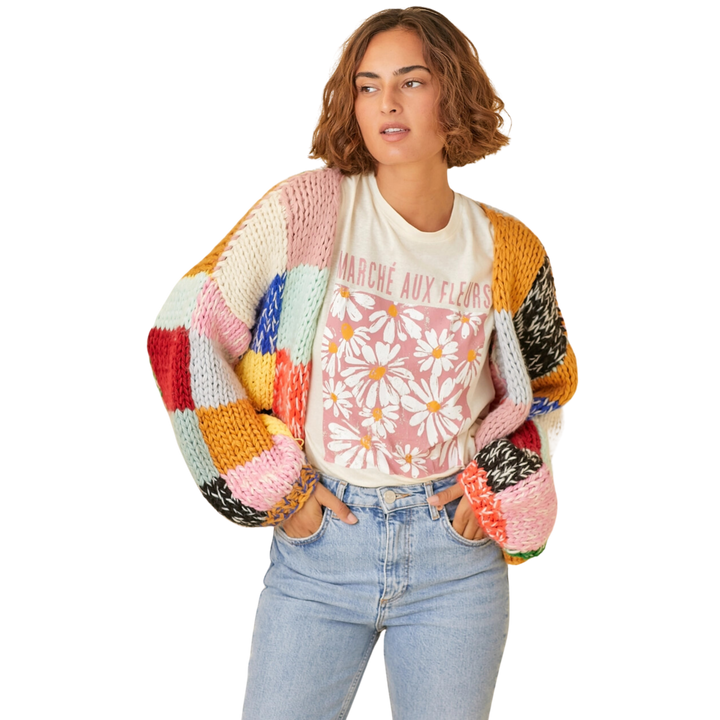 Colorblock Cardigan Sweater - Rainbow