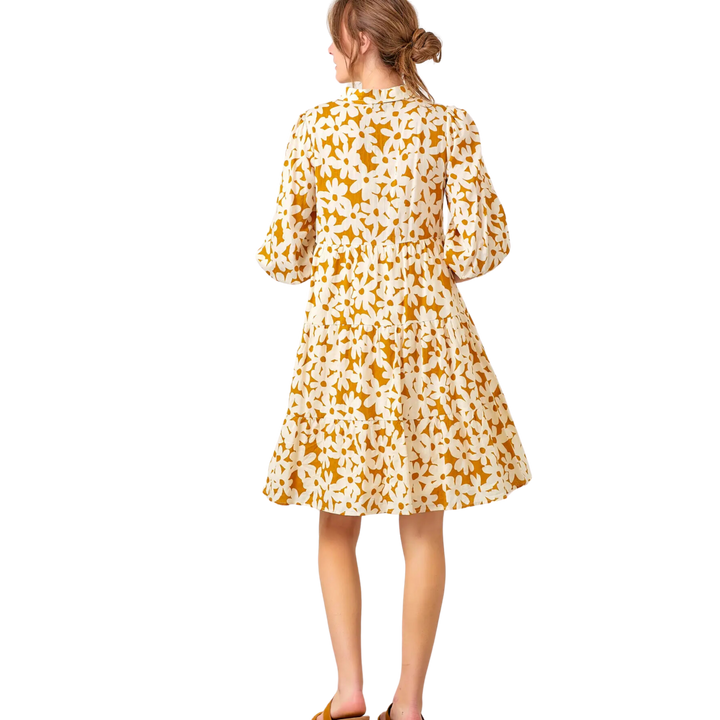 Daisy Poplin Tiered Dress - Camel