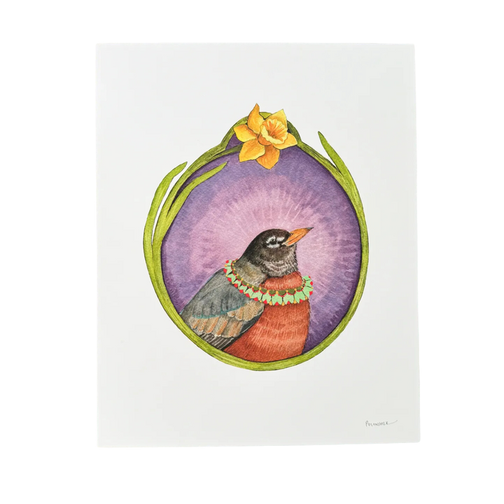 Floral Flight Crew: Robin of Daffodils 8"x10" Print