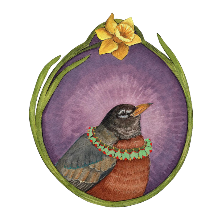 Floral Flight Crew: Robin of Daffodils 8"x10" Print