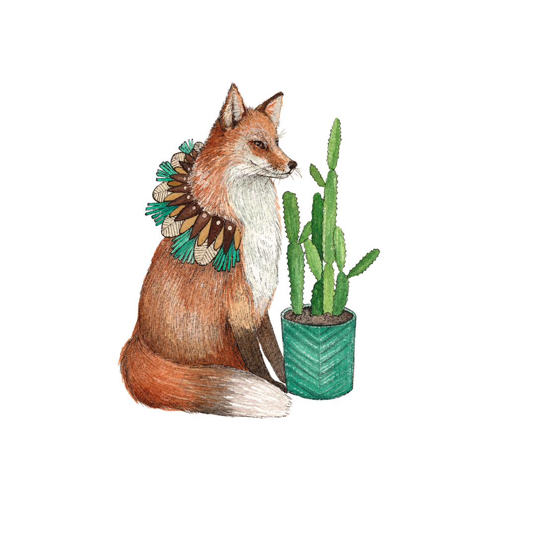 Critters and Plants: Fox - Art Print