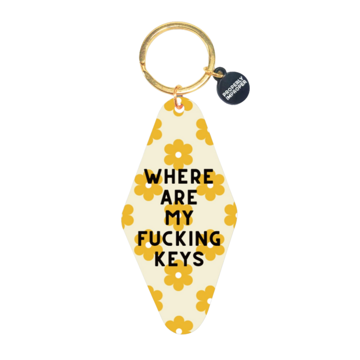 Where Are My Fucking Keys - Floral Printed Keychain