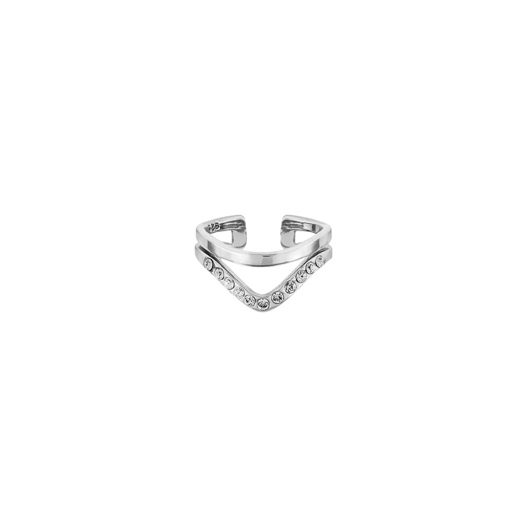 Silver Double Chevron Cz Ear Cuff