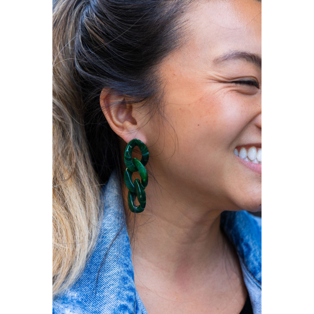 Brooklyn Earrings - Forest Green