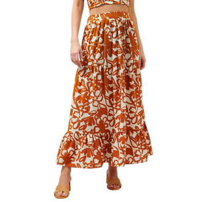 Marida Caramel Floral Yaelle Flowy Maxi Skirt