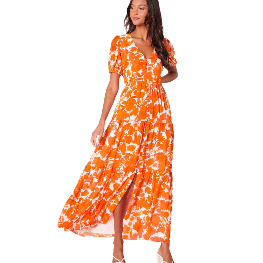 Tangelo Floral Monaco Tiered Maxi Dress