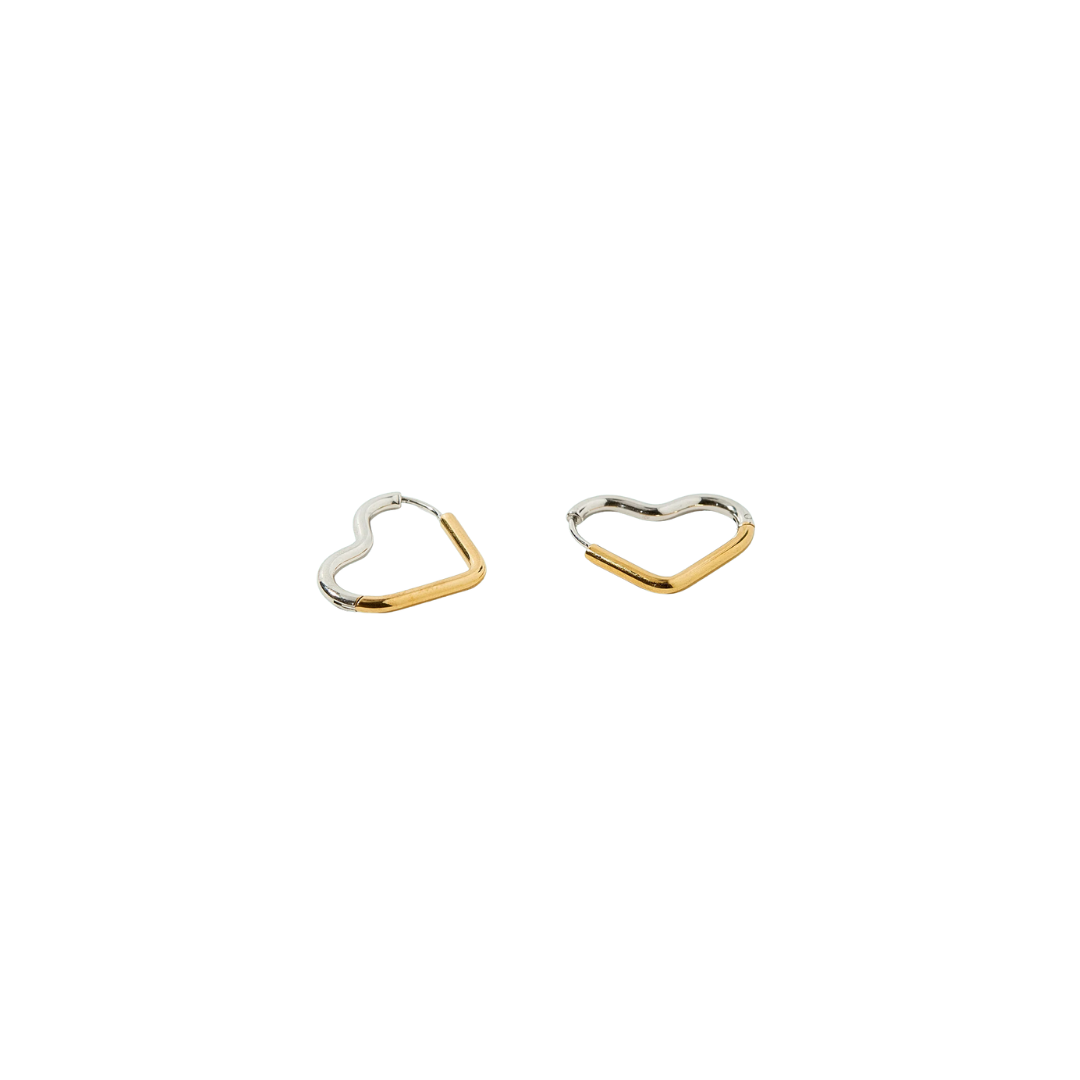 Florence Two-Tone Heart Huggie Earrings