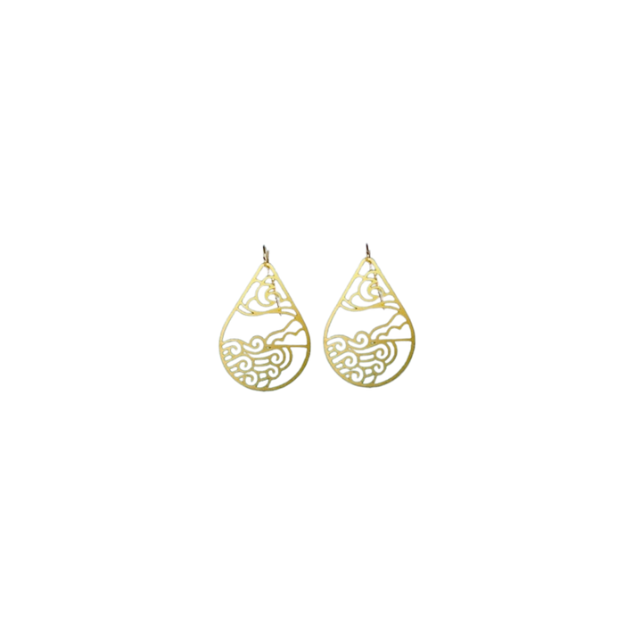 Moon Ocean & Sun Mountain Gold Earrings