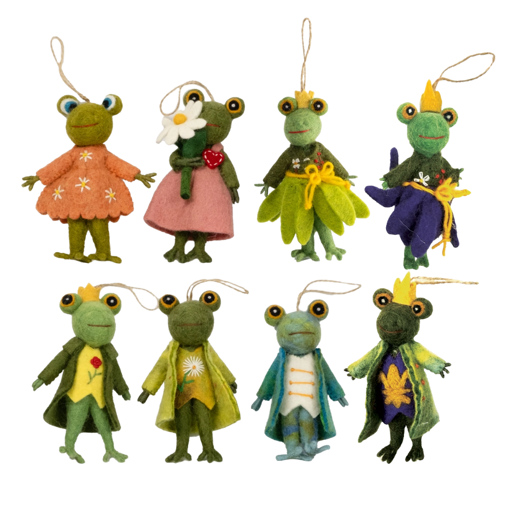 Assorted Dapper Frog Felt Ornaments
