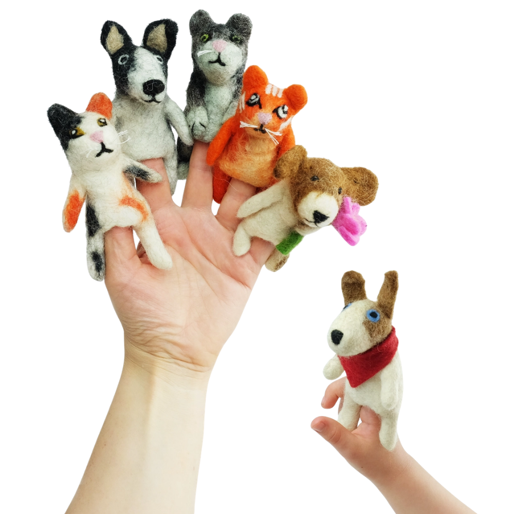 Assorted Cats and Dogs Felt Finger Puppets