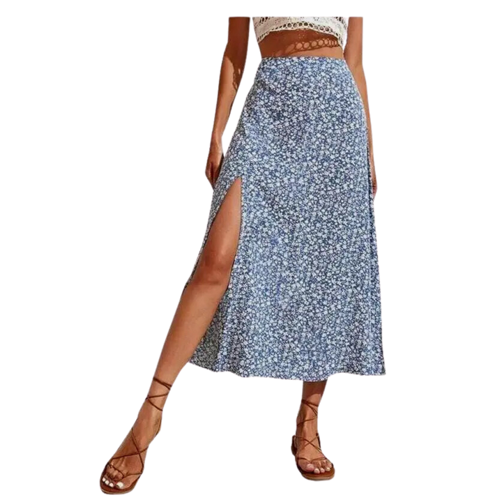 Summer Women's Floral Split A-Line Long Skirt