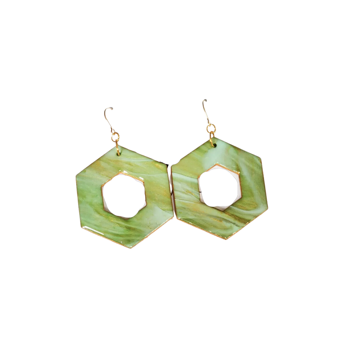 Faux Jadeite Hexagon Dangles