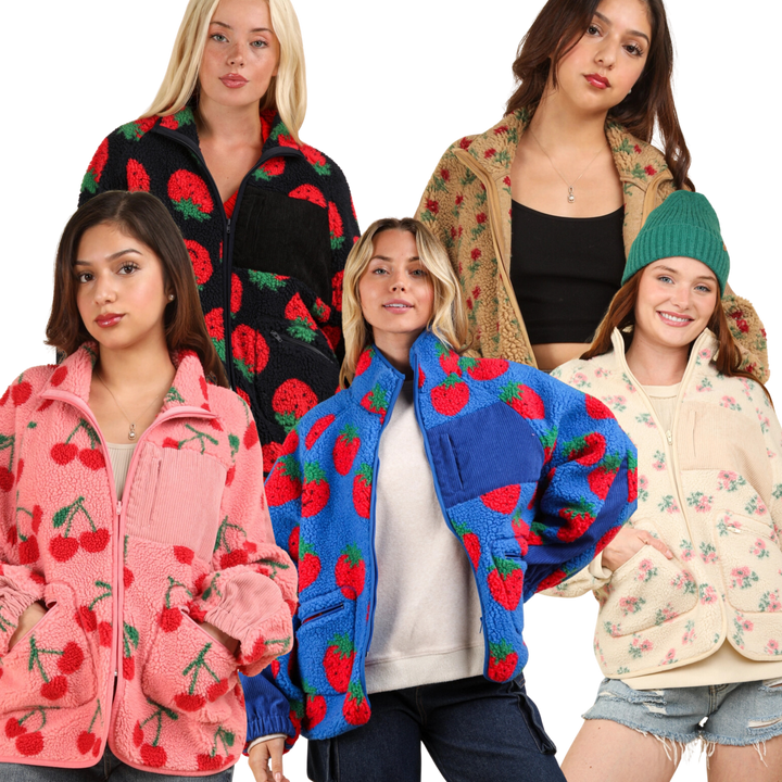 Oversized Printed Fleece Jacket