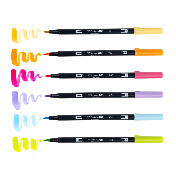 Dual Brush Pen Art Markers, Yay Sorbet, 6-Pack