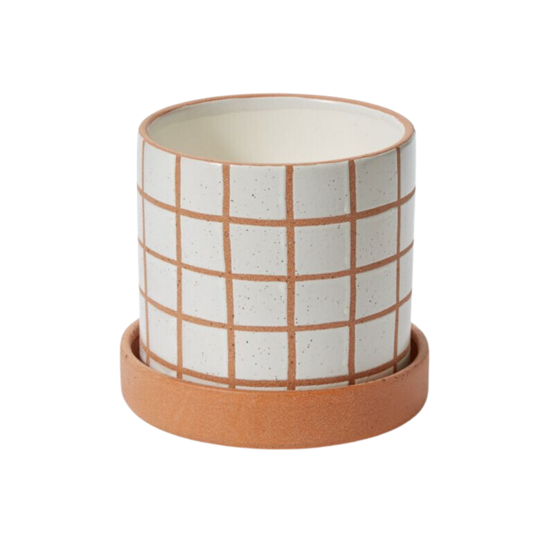 Gridline Pot with Saucer