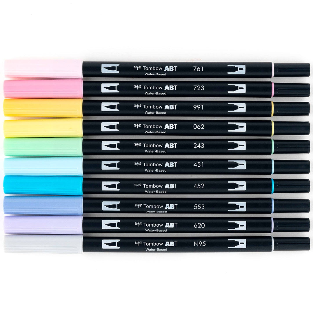 Dual Brush Pen Art Markers: Pastel - 10-Pack